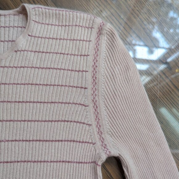 Chanel Vintage Light Pink Glitter Cashmere Blend Sweater 03A 2003 FR44 S M 6 8 - Picture 8 of 16